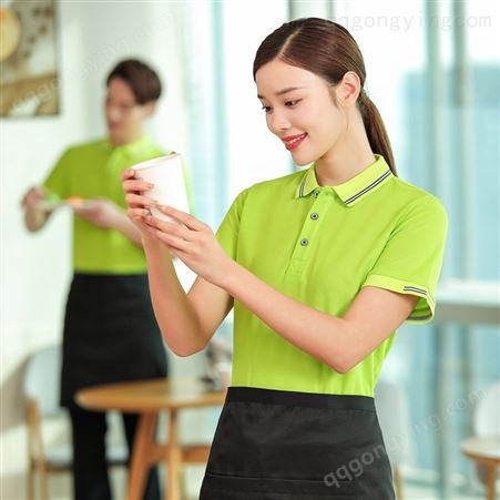快餐店工作服短袖奶茶饮品店服务员制服网吧烤肉店工装咖啡馆衣服
