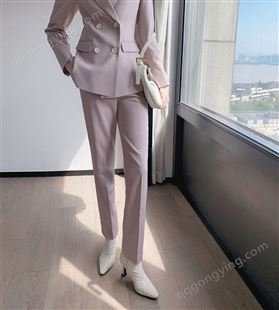 西装女套装 2023新款春秋修身显瘦廓形感外套 高级感粉色职业装