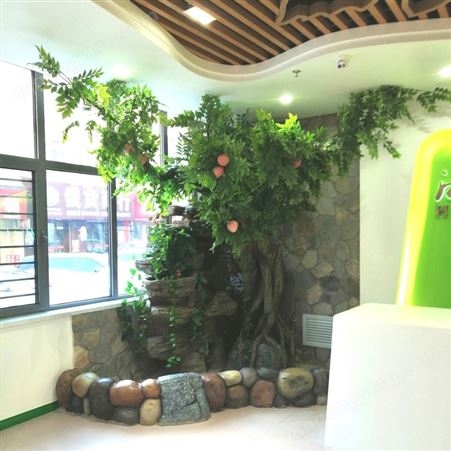 餐厅造景水泥假树制作 人造室内装饰 新林区直塑假树