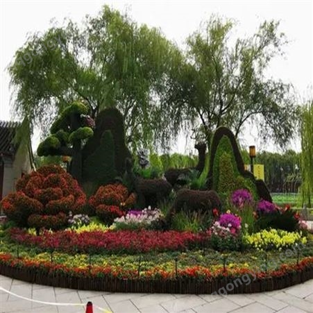 轩昂园艺 制作绿雕五色草 节庆造型造型 立体花坛
