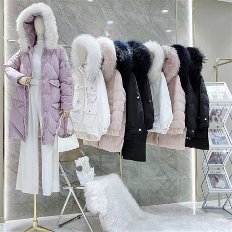 雪罗拉羽绒服韩版品牌折扣女装加厚大毛领外套一手货源