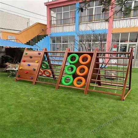 泰昌户外拓展攀爬架 幼儿园木质儿童游乐设备 木质体能训练攀爬墙 儿童滑梯定做