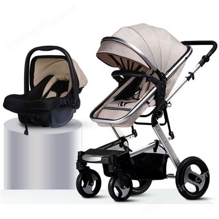 高景观三合一婴儿手推车bb可坐可躺四轮折叠双向宝宝儿童婴儿车