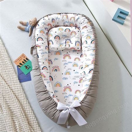 便携式新生儿床中床宝宝睡垫跨境折叠可拆洗嬰兒床防压婴儿仿生床