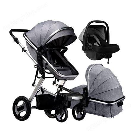 高景观三合一婴儿手推车bb可坐可躺四轮折叠双向宝宝儿童婴儿车