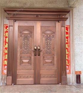 中式门 自建别墅紫铜门 庭院纯铜子母门家用进户门厂