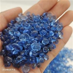 精石矿产 定制彩色不规则玻璃砂 蓝色玻璃珠装饰品