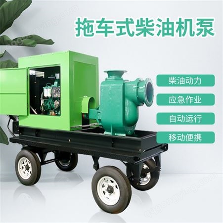 四轮移动应急拖车式排涝泵 1200L大流量柴油机泵 自行移动便捷