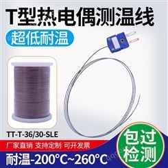 超低温T型热电偶测温线高精度铁氟龙TT-T-36/30-SLE感温测试线