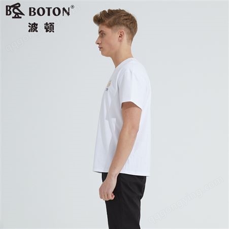 BOTON 夏季新款短袖t恤男装圆领品牌休闲服 透气针织衫工作服定制