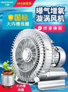 漩涡风机大功率旋涡式气泵旋涡风机工业鼓风机鱼塘增氧机高压风机