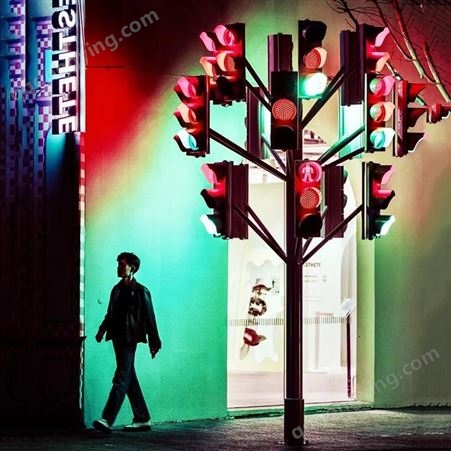 爱心红绿灯 鑫振LED创意心形信号灯 街道网红打卡美陈装饰道具