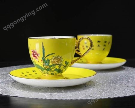 手绘花纹茶具套装 三壶六杯 家用下午茶 陶瓷茶盘托整套