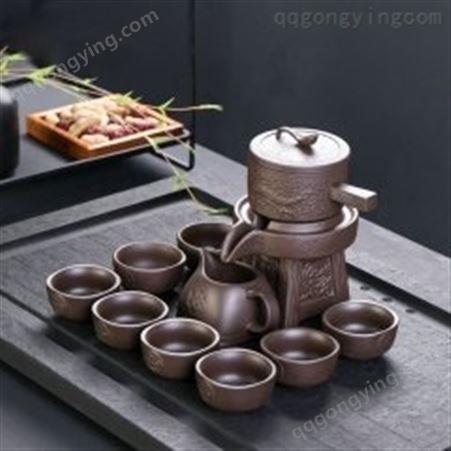 红素创意陶瓷家用防烫茶壶 紫砂石磨自动功夫茶具套装 可定制logo 500套起订不单独零售